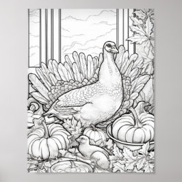 Gelukkige Thanksgiving Volwassen Kleuring Poster