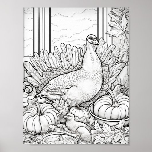 Gelukkige Thanksgiving Volwassen Kleuring Poster (Voorkant)