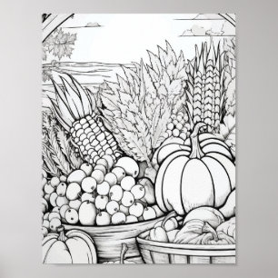 Gelukkige Thanksgiving Volwassen Kleuring Poster