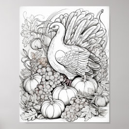 Gelukkige Thanksgiving Volwassen Kleuring Poster