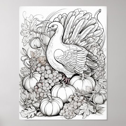 Gelukkige Thanksgiving Volwassen Kleuring Poster (Voorkant)