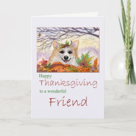 Gelukkige Thanksgiving, Vriend - hond Corgi in de Feestdagen Kaart