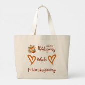 Gelukkige Thanksgiving, Vriendsgiving Monogram | Grote Tote Bag (Achterkant)