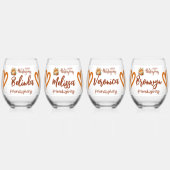 Gelukkige Thanksgiving, Vriendsgiving Monogram | Wijnglas Zonder Voet (Voorkant)