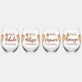 Gelukkige Thanksgiving, Vriendsgiving Monogram | Wijnglas Zonder Voet (Achterkant)