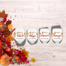 Gelukkige Thanksgiving, Vriendsgiving Monogram | Wijnglas Zonder Voet