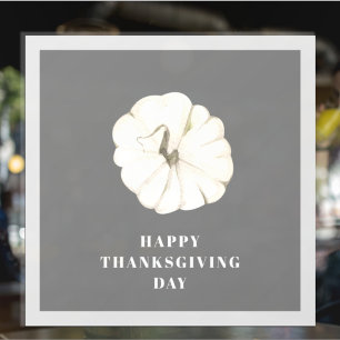 Gelukkige Thanksgivingdag Grijze en witte pompoe Raamsticker