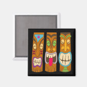 Gelukkige Tiki beelden, Grappig Zwart Magneet (Voorkant / Achterkant)
