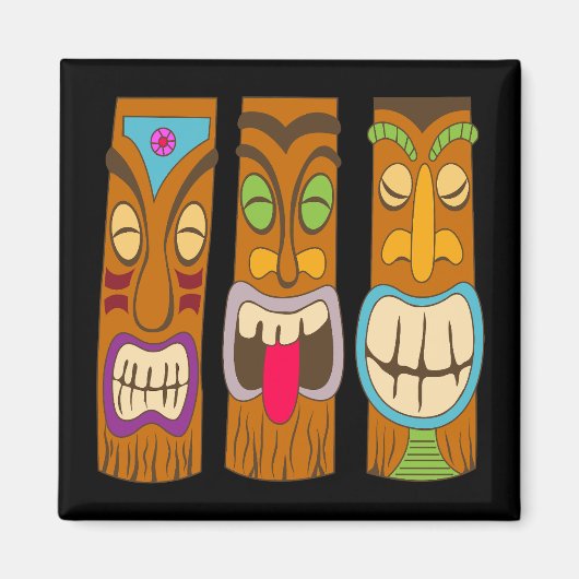 Gelukkige Tiki beelden, Grappig Zwart Magneet (Voorkant)