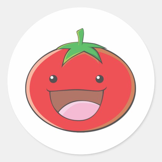 Gelukkige tomaat lachend ronde sticker (Voorkant)