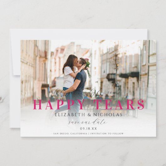 Gelukkige tranen | Schattigee foto De datum opslaa Save The Date (Voorkant)