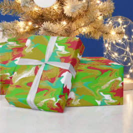 Gelukkige Trillingen Traditionele Feestkleuren Cadeaupapier