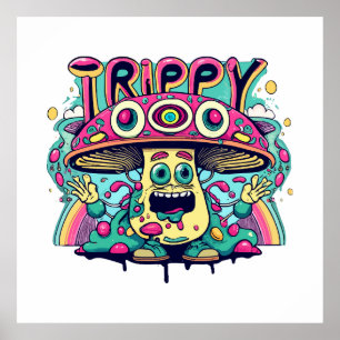 Gelukkige Trippy Paddenstoel Poster