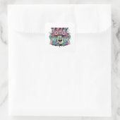 Gelukkige Trippy Paddenstoel Vierkante Sticker (Tas)