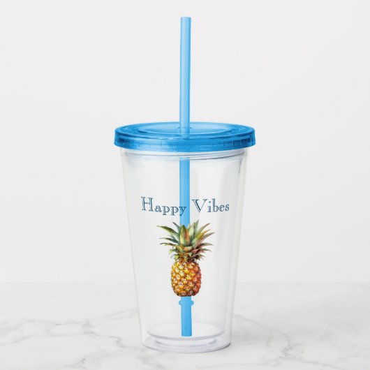 Gelukkige tropische ananas acryl drinkbeker (Voorkant)