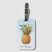 Gelukkige tropische ananas bagagelabel (Voorkant (verticaal))