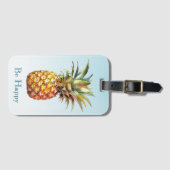 Gelukkige tropische ananas bagagelabel (Voorkant (horizontaal))