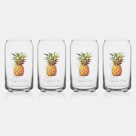 Gelukkige tropische ananas blikvorm glas (Voorkant)