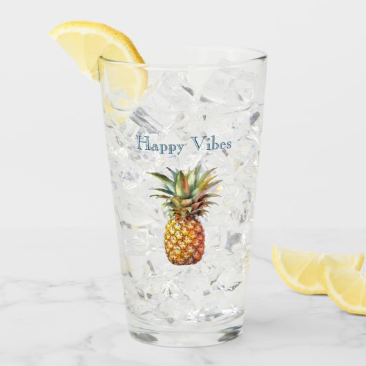 Gelukkige tropische ananas glas (Voorkant ijs)