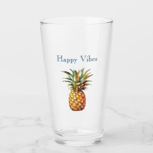 Gelukkige tropische ananas glas (Voorkant)
