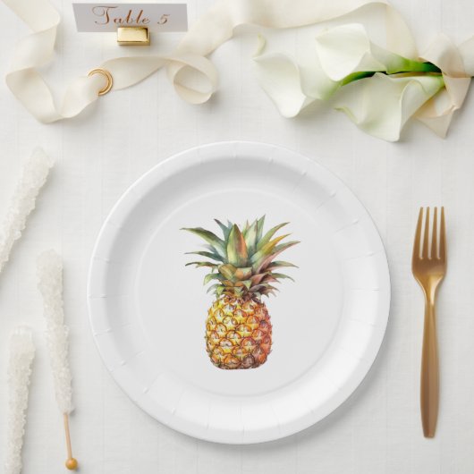 Gelukkige tropische ananas papieren bordje (Huwelijk)