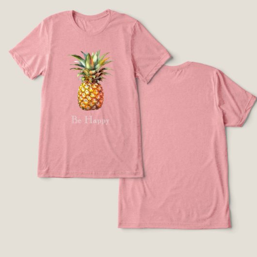 Gelukkige tropische ananas Tri-Blend shirt (Ontwerp Voorkant & Achterkant)