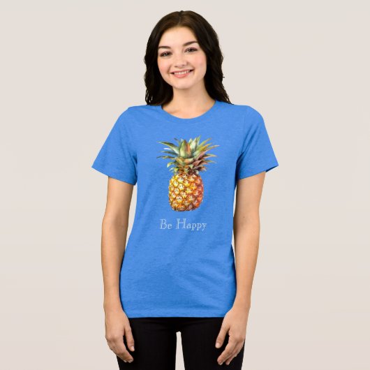 Gelukkige tropische ananas Tri-Blend shirt (Voorkant volledig)