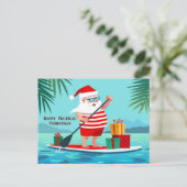 Gelukkige Tropische Kerstman Feestdagenkaart (Staand voorkant)
