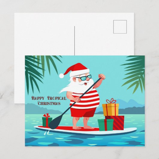 Gelukkige Tropische Kerstman Feestdagenkaart (Voorkant / Achterkant)