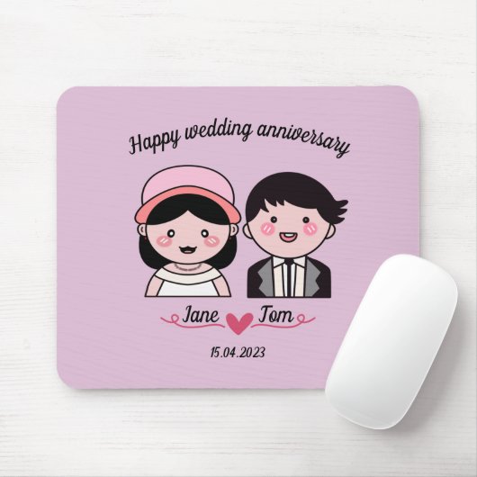 Gelukkige trouwdag muismat (Met muis)