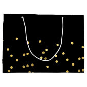 Gelukkige Trouwdag Zwarte en Gouden Confetti Cadea Large Cadeautasje (Achterkant)