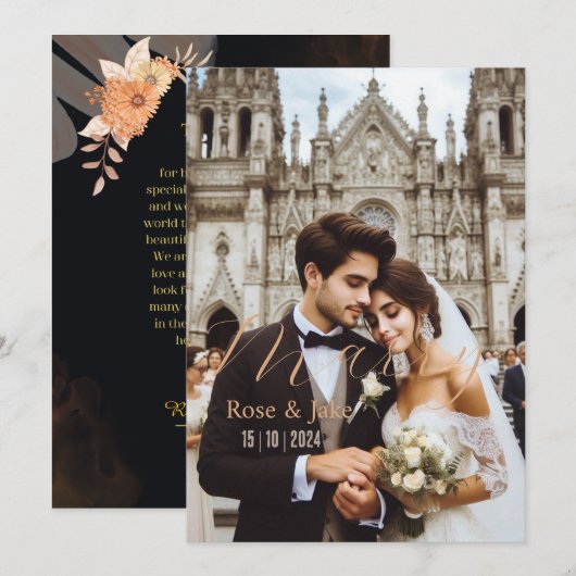 Gelukkige, trouwkaart (Voorkant / Achterkant)