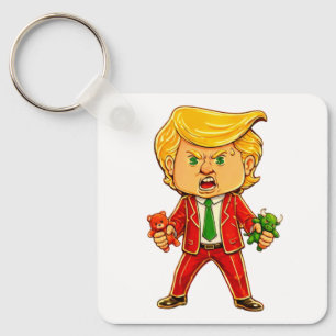 Gelukkige Trump Grappige Trump Beleggen Trump Cart Sleutelhanger