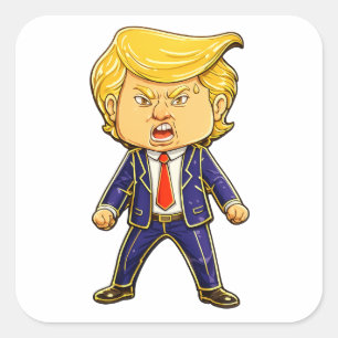 Gelukkige Trump Lapel Pin Meme Boze Trump Pop Art Vierkante Sticker