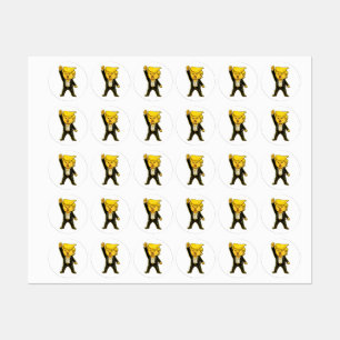 Gelukkige Trump Opspel Gevecht Gevecht Chibi Carto Labels
