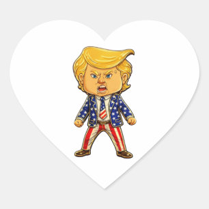 Gelukkige Trump Revers Speld Chibi Cartoon Patriot Hart Sticker