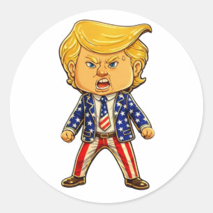 Gelukkige Trump Revers Speld Chibi Cartoon Patriot Ronde Sticker