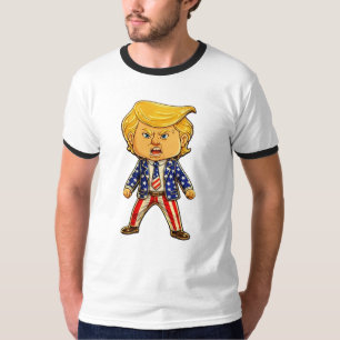 Gelukkige Trump Revers Speld Chibi Cartoon Patriot T-shirt