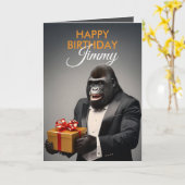 Gelukkige Tuxedo Gorilla Grappige Verjaardag Kaart (Gele Bloem)