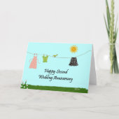 Gelukkige tweede huwelijksverjaardag kaart (Voorkant)