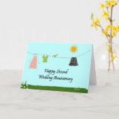 Gelukkige tweede trouwverjaardag kaart (Gele Bloem)