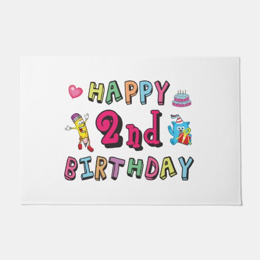Gelukkige tweede verjaardag. 2 jaar per dag. deurmat (Voorkant)
