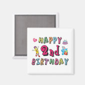 Gelukkige tweede verjaardag. 2 jaar per dag. magneet (Voorkant / Achterkant)