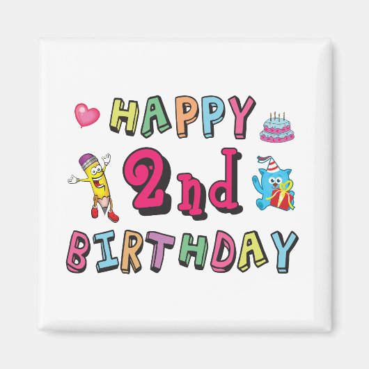 Gelukkige tweede verjaardag. 2 jaar per dag. magneet (Voorkant)