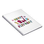 Gelukkige tweede verjaardag. 2 jaar per dag. notitieboek (Rechterzijde)