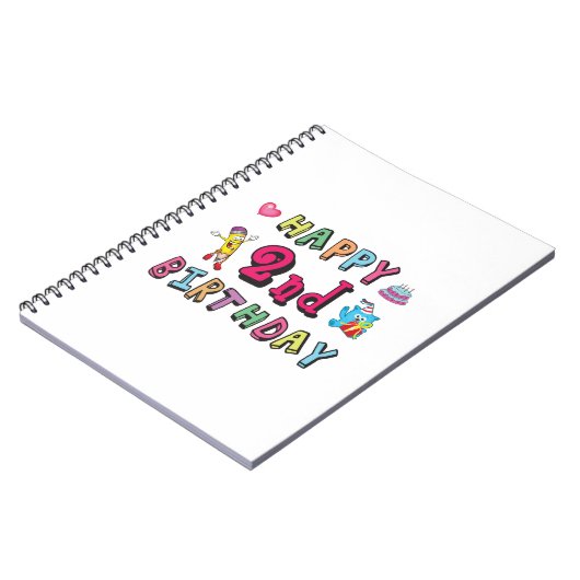 Gelukkige tweede verjaardag. 2 jaar per dag. notitieboek (Linkerzijde)