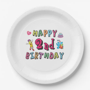 Gelukkige tweede verjaardag. 2 jaar per dag. papieren bordje