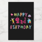 Gelukkige tweede verjaardag. 2 jaar per dag. voedselcontainer etiket (Enkel label)