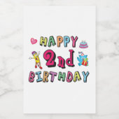 Gelukkige tweede verjaardag. 2 jaar per dag. voedselcontainer etiket (Enkel label)