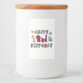 Gelukkige tweede verjaardag. 2 jaar per dag. voedselcontainer etiket (Voorkant)